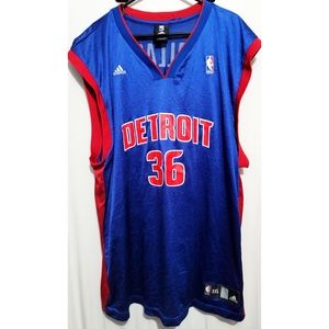 adidas Detroit pistons #36 Wallace  old skool blue jersey